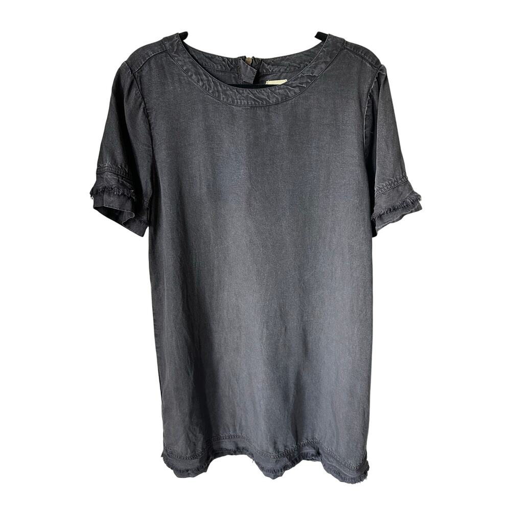 Gap 1969 Lyocell Ruffle-Sleeve Tunic Dress in Washed Black Size M Edgy Utility